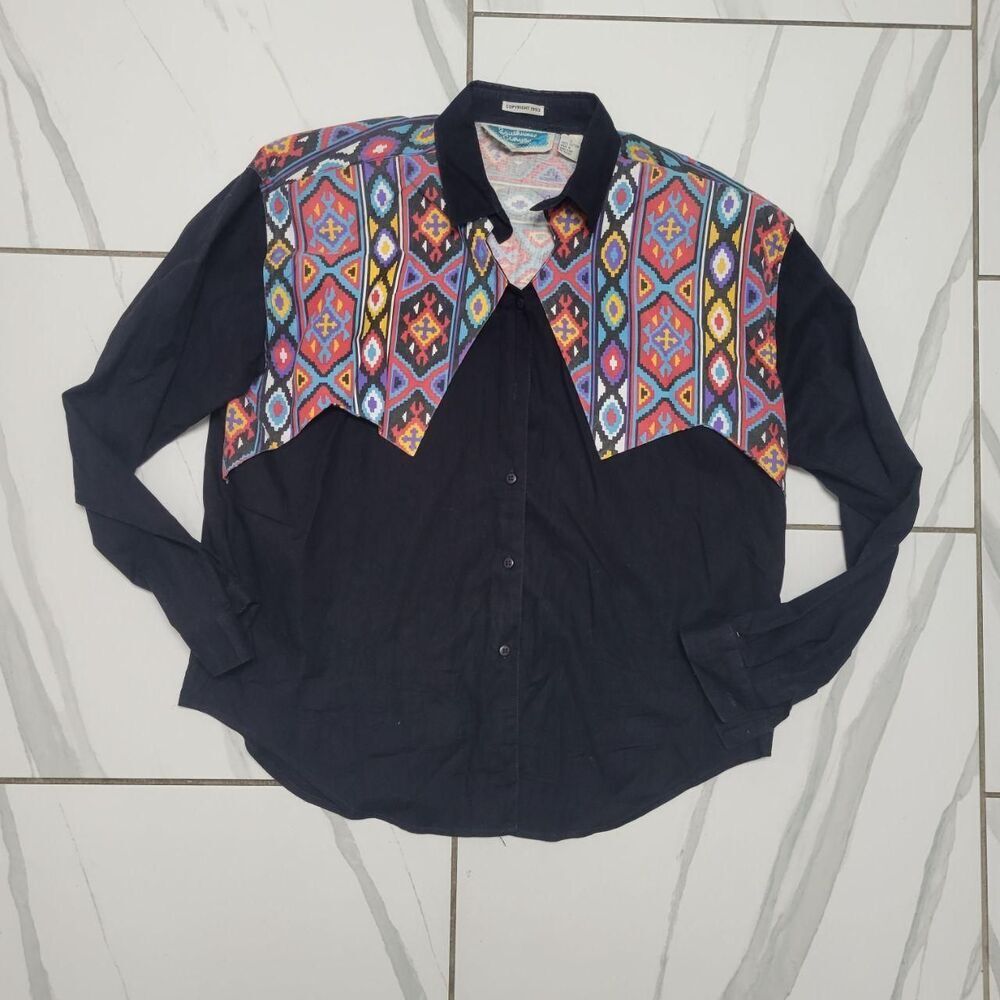 Vintage 90s western rodeo cowgirl Americana button up blouse